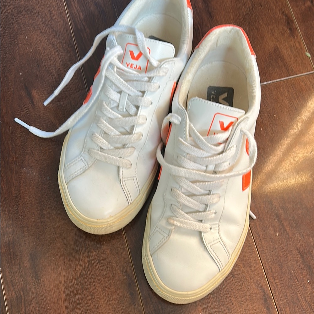 Veja White Sneakers with Orange Highlights